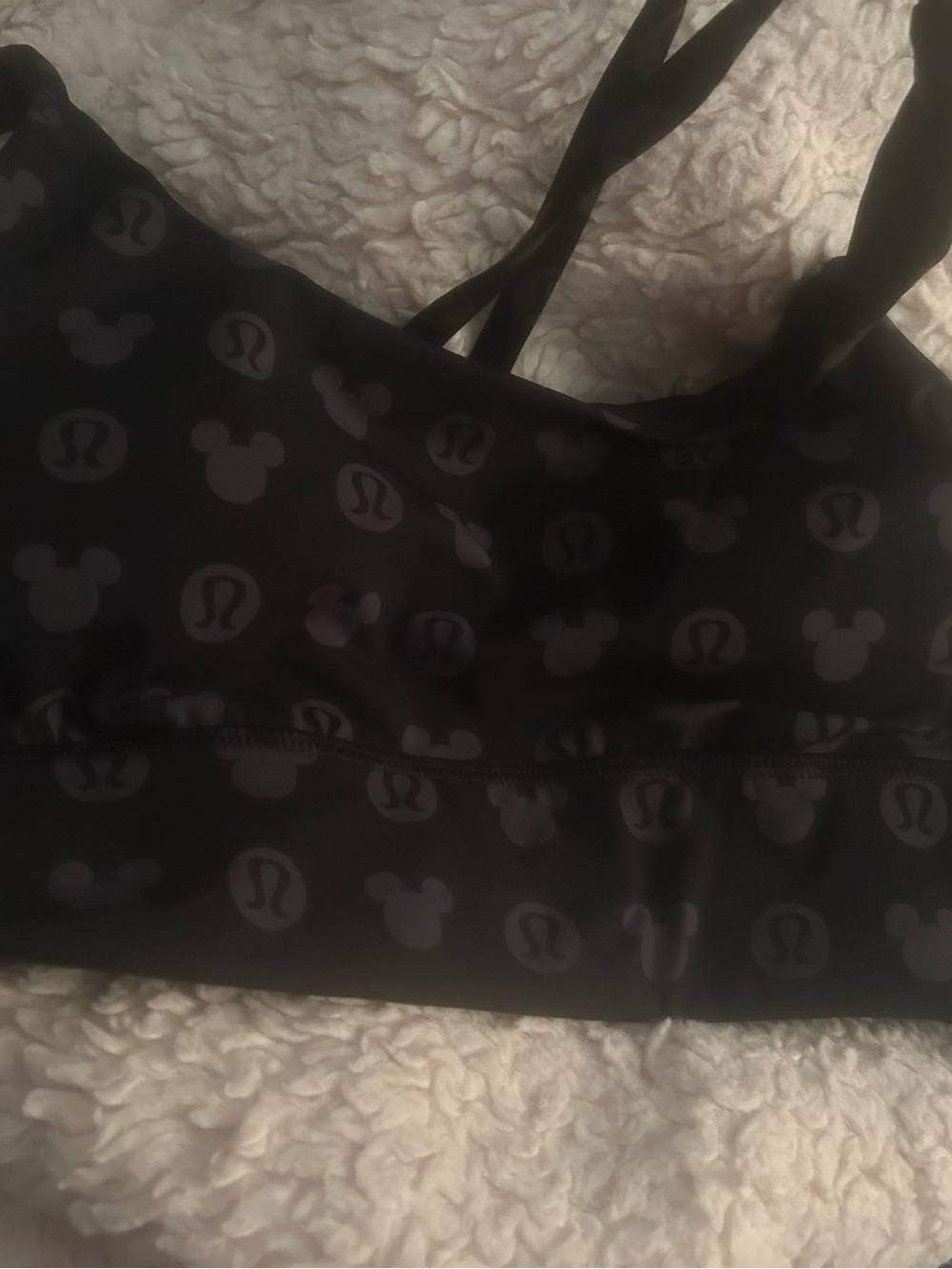 Disney Black Sports Bra with Subtle Logo Print